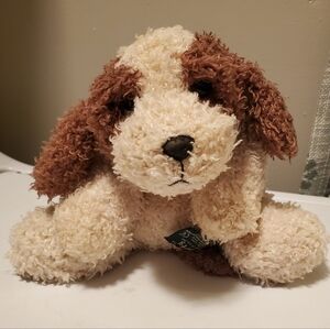 HTF VTG Russ Scruffy Berrie Dog Plush Brown &Cream Curly Fur Stuffed Animal Rare